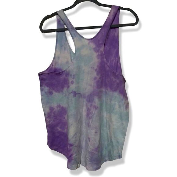 PINK Victoria’s Secret Tie-Dye Racer Back Tank Top Size Large “LOVE PINK” Decal - Picture 3 of 3